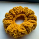 Handmade Mustard Crocheted Ruffle Scrunchie