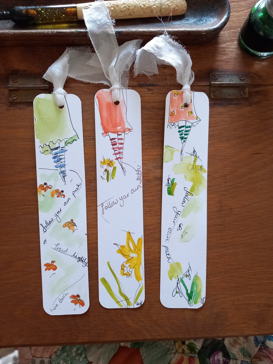 Set of three. Hand drawn and painted 'follow your own path