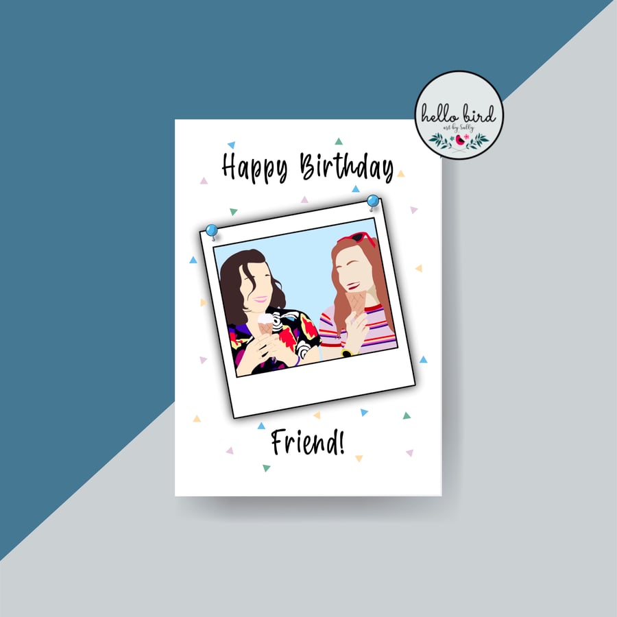 Max and Eleven illustrated card - Happy Birthday Friend