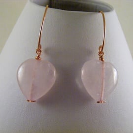 Rose Quartz Heart Earrings.