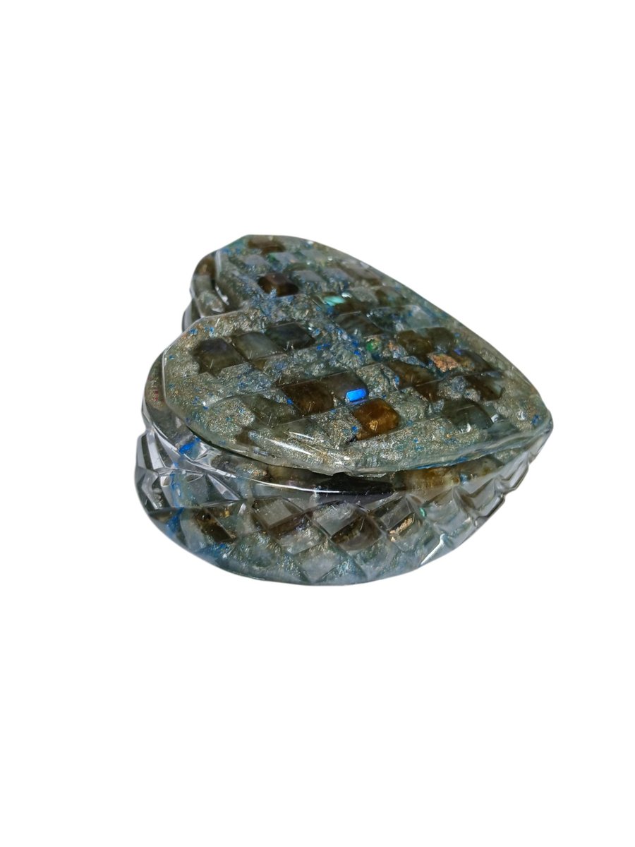 Rainbow Moonstone Prism-Heart Trinket Box