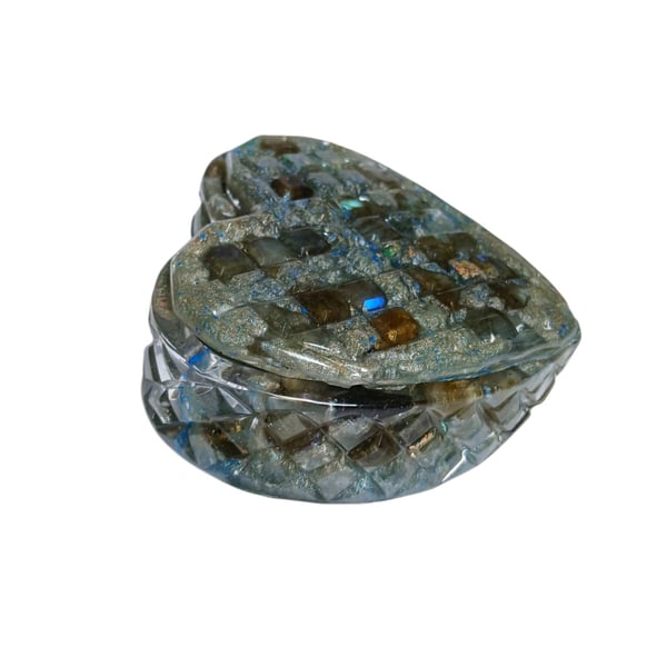 Rainbow Moonstone Prism-Heart Trinket Box