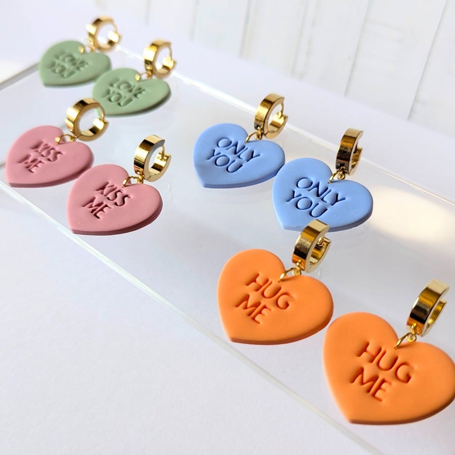 Love heart sweets earrings 