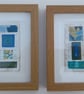 Pretty Patterned Blue Green Yellow Handstitched Geometric Small Art Pictures - Image 8