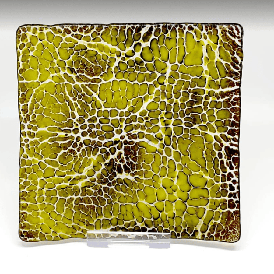 Fused glass crackle effect decorative trinket dish