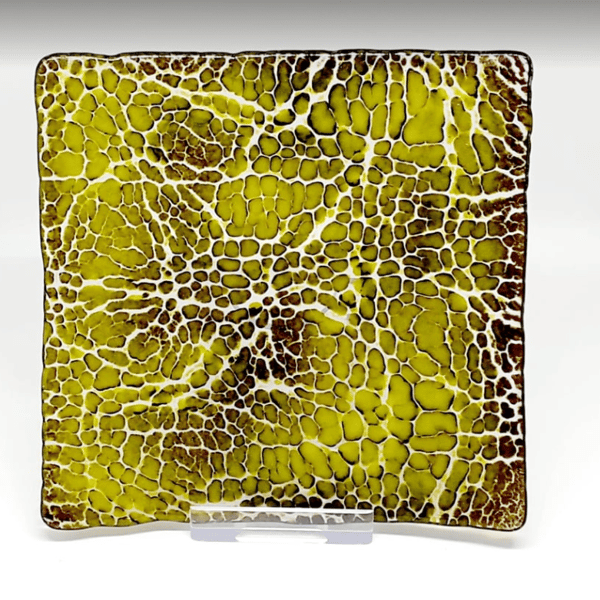 Fused glass crackle effect decorative trinket dish