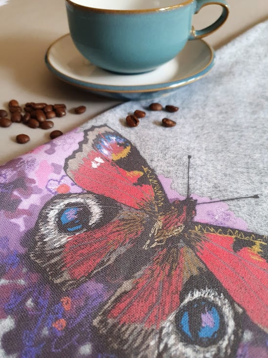 Peacock butterfly organic cotton tea towel, ex-display
