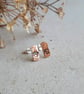 Hammered Copper Paw Print Stud Earrings - Sterling Silver Posts - Image 6
