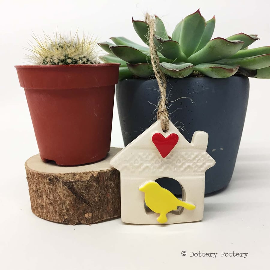 Small Ceramic bird house decoration Pottery bird house 