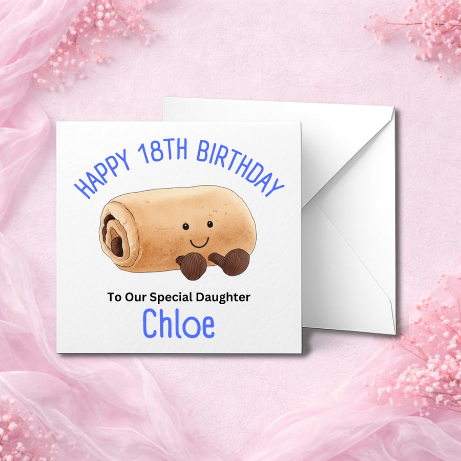 Personalised  Birthday Card, Cute Design, Custom Name, Son Daughter Kids Card