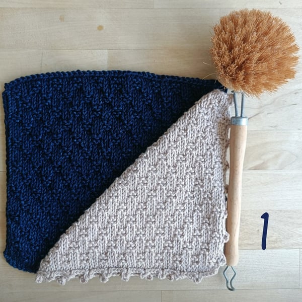 Cotton hand knitted dishcloths facecloths
