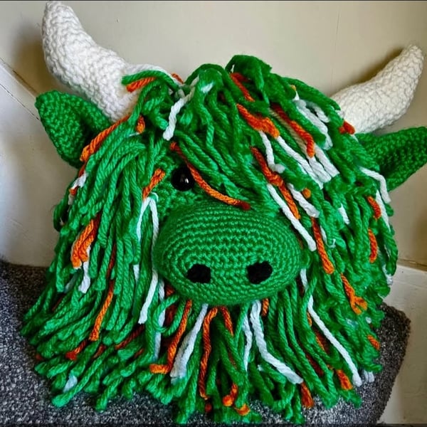 Hoopy Highland Cow cushion