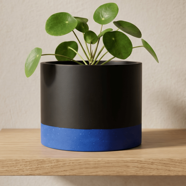 Large Black and Blue Colour Block Plant Pot 15 cm Indoor Planter
