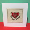 Personalised Wedding Card with Embroidered Heart - Wedding Anniversary Card