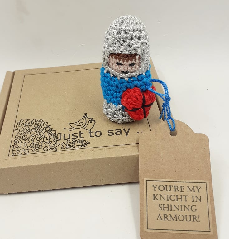 Knight in Shining Armour Crochet Messenger - Hanging Decoration 