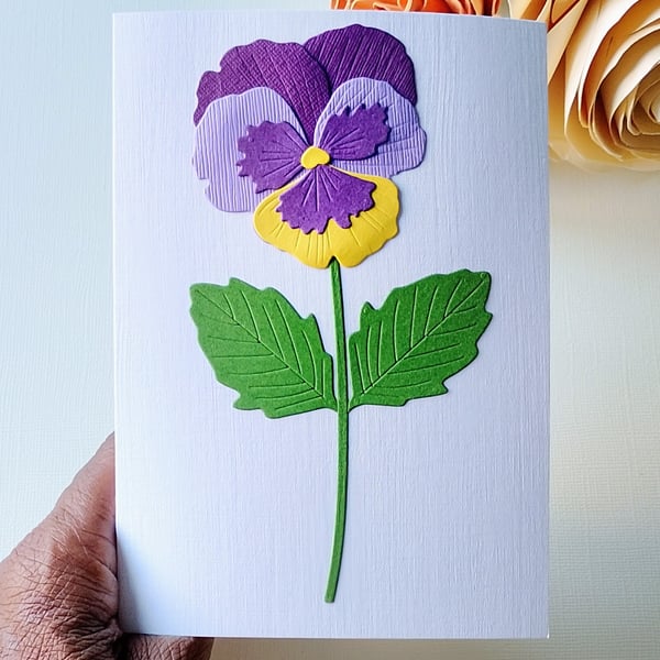 Purple Lemon Pansy - Flower Shop Moments, Blank Handmade Floral Card 