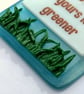 Handmade Fused Glass Busy Working On Own Grass Hanging Picture Sign - Image 6