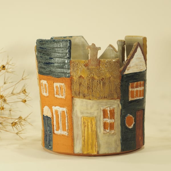 Terracotta Street Scene Pot 2