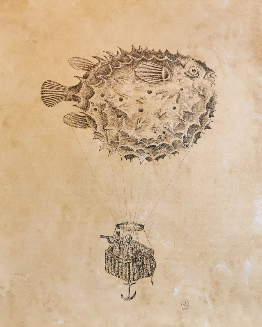 A very Victorian escape illustration drawing artwork 