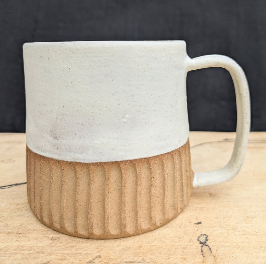 Matte cream carved (toasted) mug