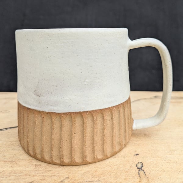 Matte cream carved (toasted) mug