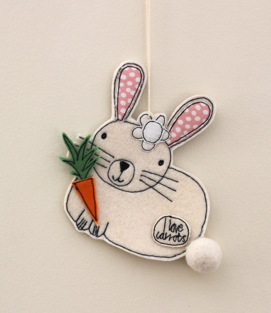 'Mr Rabbit loves Carrots' - Hanging Decoration
