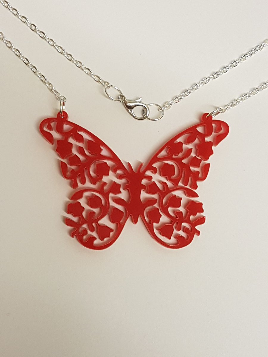 Detailed Butterfly Necklace - Acrylic