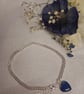 "Something Blue" heart anklet on sterling silver chain - Image 1