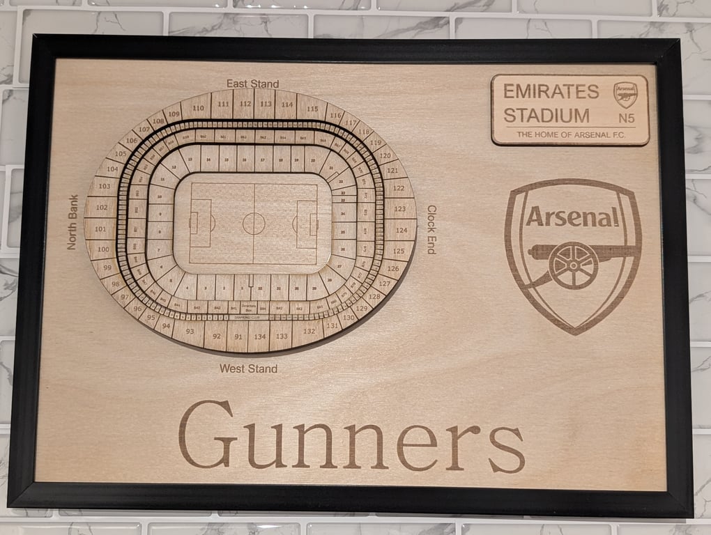 Arsenal Emirates Stadium laser engraved wall plaque