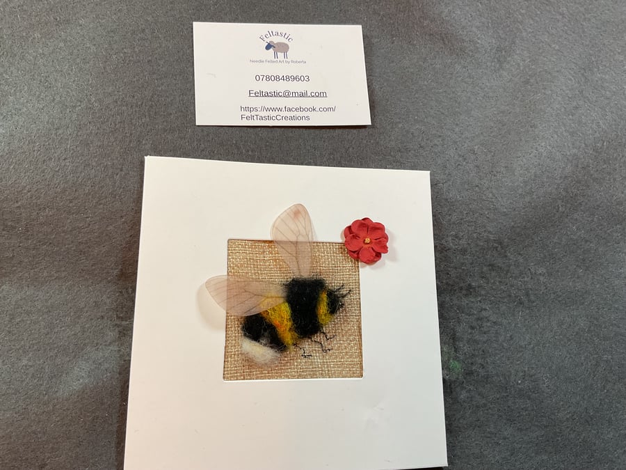 Needle Felted Bumblebee Card