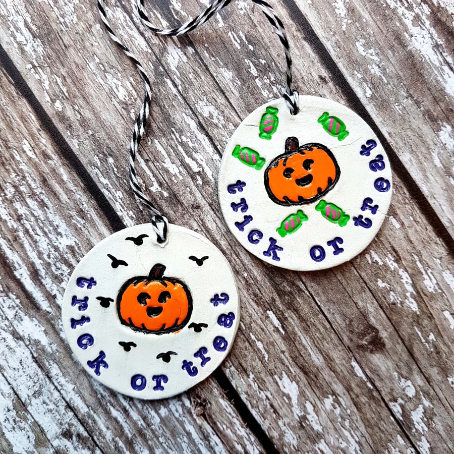 Halloween Pumpkin Individual Clay Tags, decoration, homeware, gift