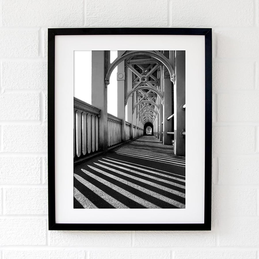 Newcastle upon Tyne High Level Bridge black and white wall art print
