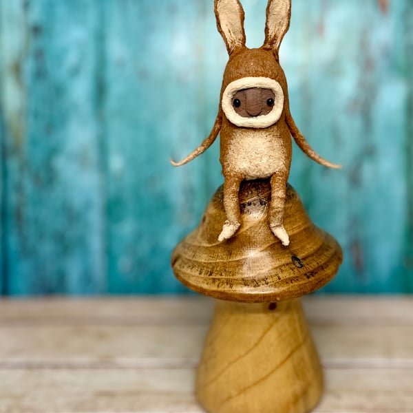 Spun Cotton Sitting Hare Sculpture