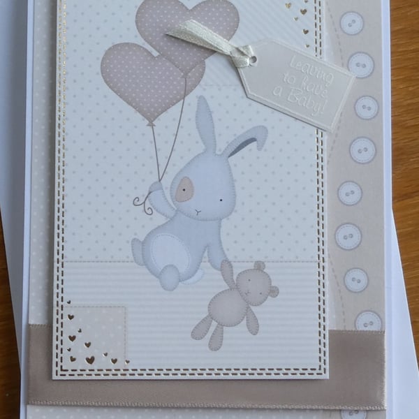 Leaving to have a Baby Card - Rabbit with Bear