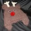 Hand knitted festive fluffy,  christmas reindeer hat