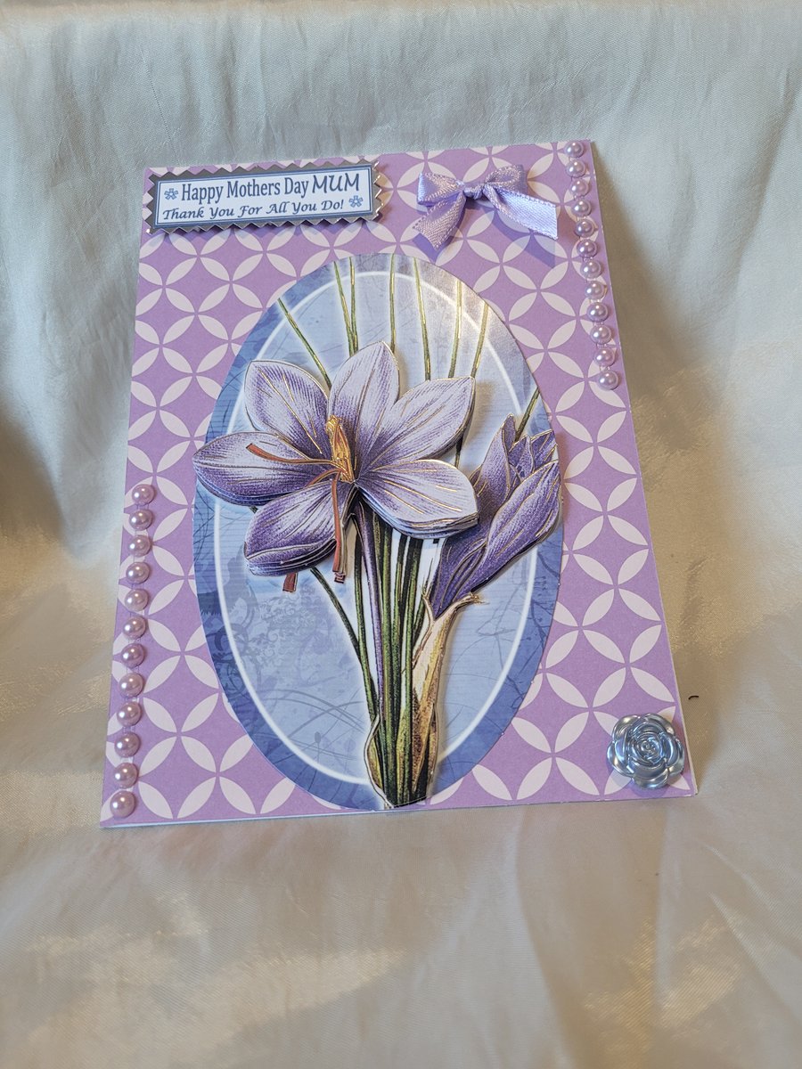 Mothers Day Greeting Card - Purple LIllies Type 2
