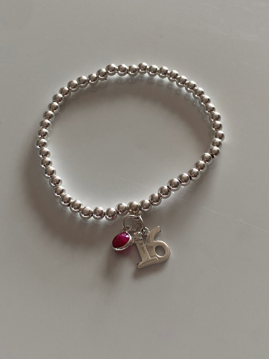 Sterling Silver Milestone Birthday Bracelet, 