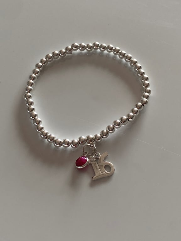 Sterling Silver Milestone Birthday Bracelet, 