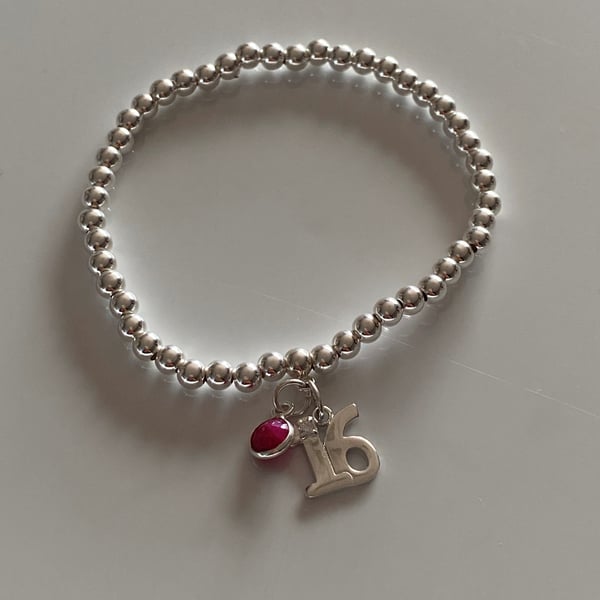 Sterling Silver Milestone Birthday Bracelet, 