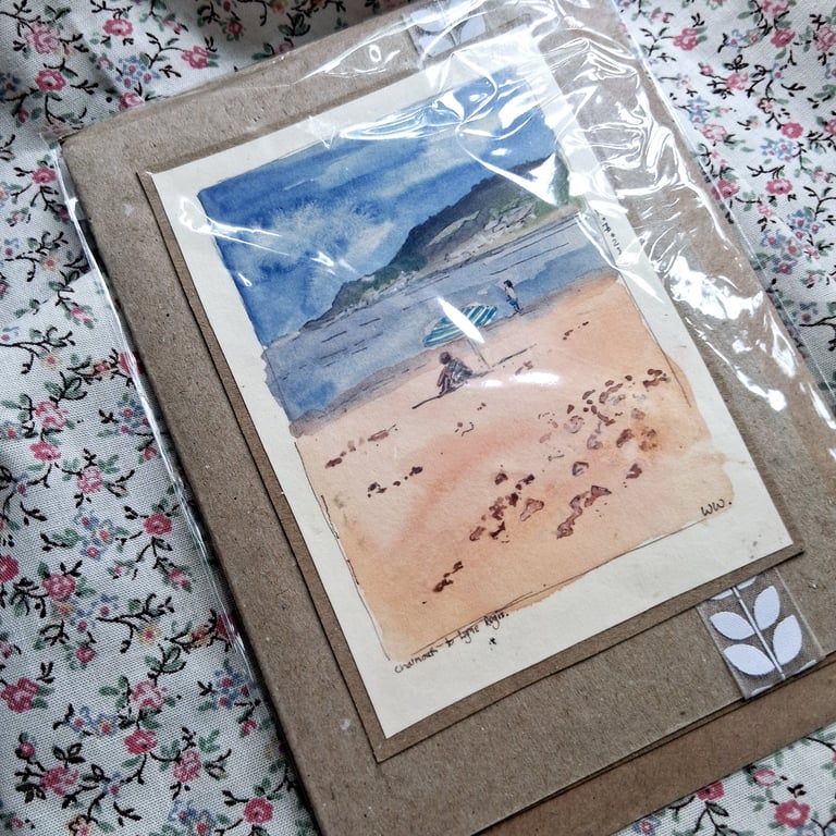 watercolour print greeting card handmade- no 5 beachscape