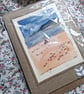 watercolour print greeting card handmade- no 5 beachscape