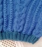 Blue Cabled Sleeveless Tank Top with Petrol Blue Edging, Birthday Gift for Child - Image 3