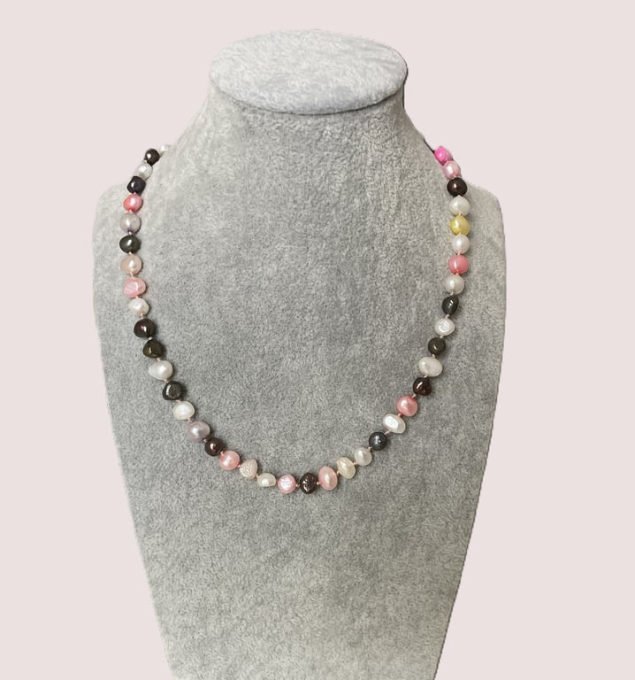 Freshwater Baroque Pearl Multi-coloured Necklace. A delicate original present.  