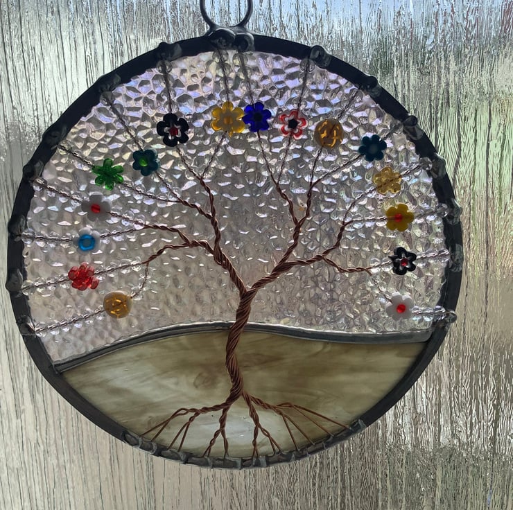 Millefiori glass shaped flower tree of life sun... Folksy