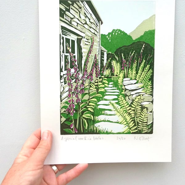 A special week in Wales - linoprint