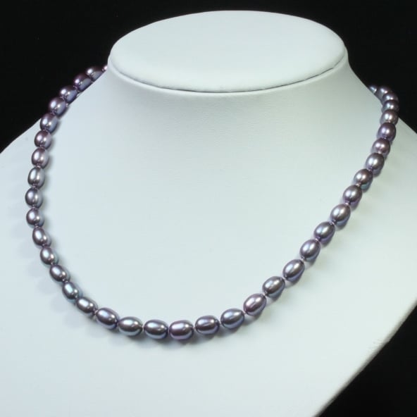 Grey Purple Pearl Necklace