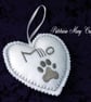 Personalised embroidered paw print heart - Image 1