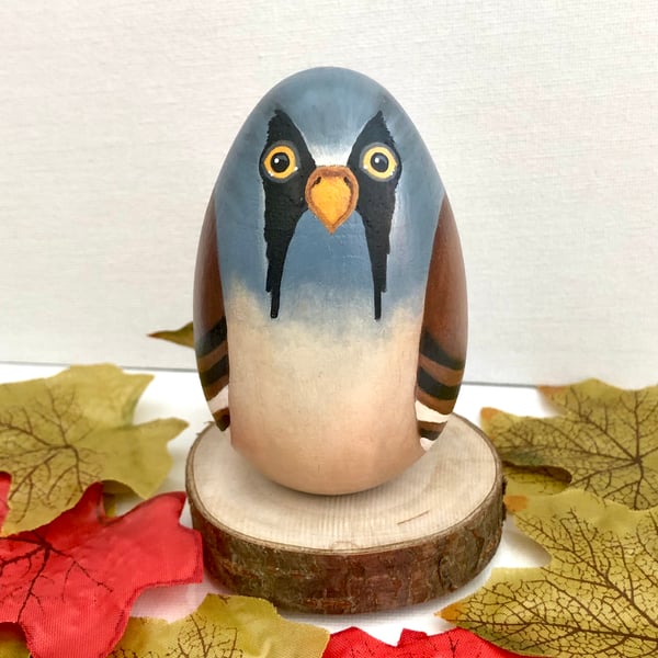 Bearded tit (reedling )hand-painted wooden ornament   
