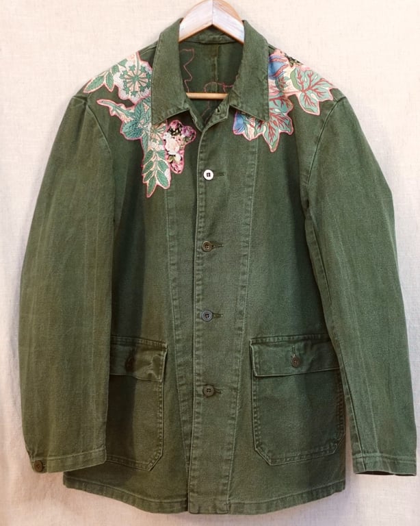 The Matilda - Women's Green Soft Cotton Denim Jacket - Size 12-14