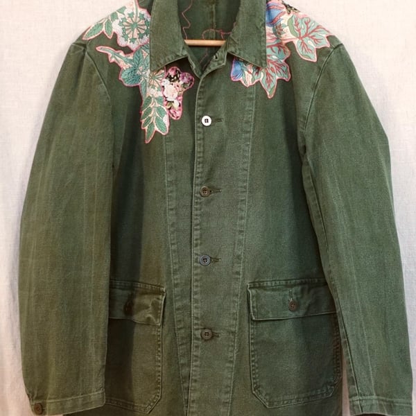 The Matilda - Women's Green Soft Cotton Denim Jacket - Size 12-14